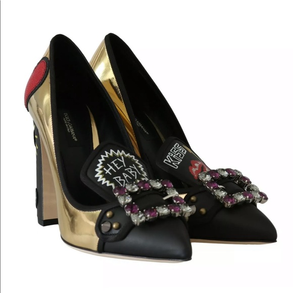 NIB Dolce & Gabbana crystal buckle appliqué heels - Picture 7 of 8